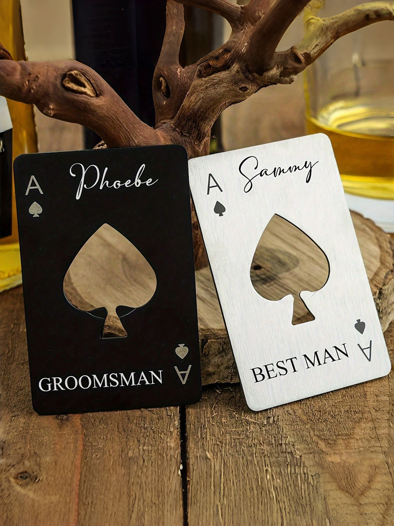 Customizable Stainless Steel Personalized Wedding Bottle Opener, Spade-Shaped Bottle Opener, Wedding Souvenir